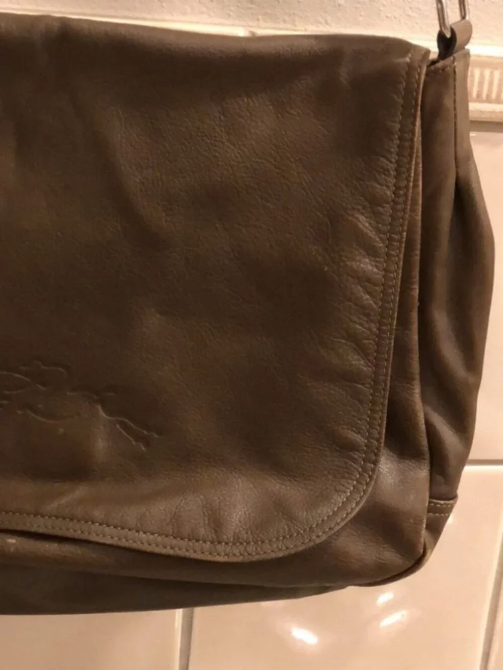 Vintage Longchamp leather flap carryall messenger satchel laptop shoulder bag